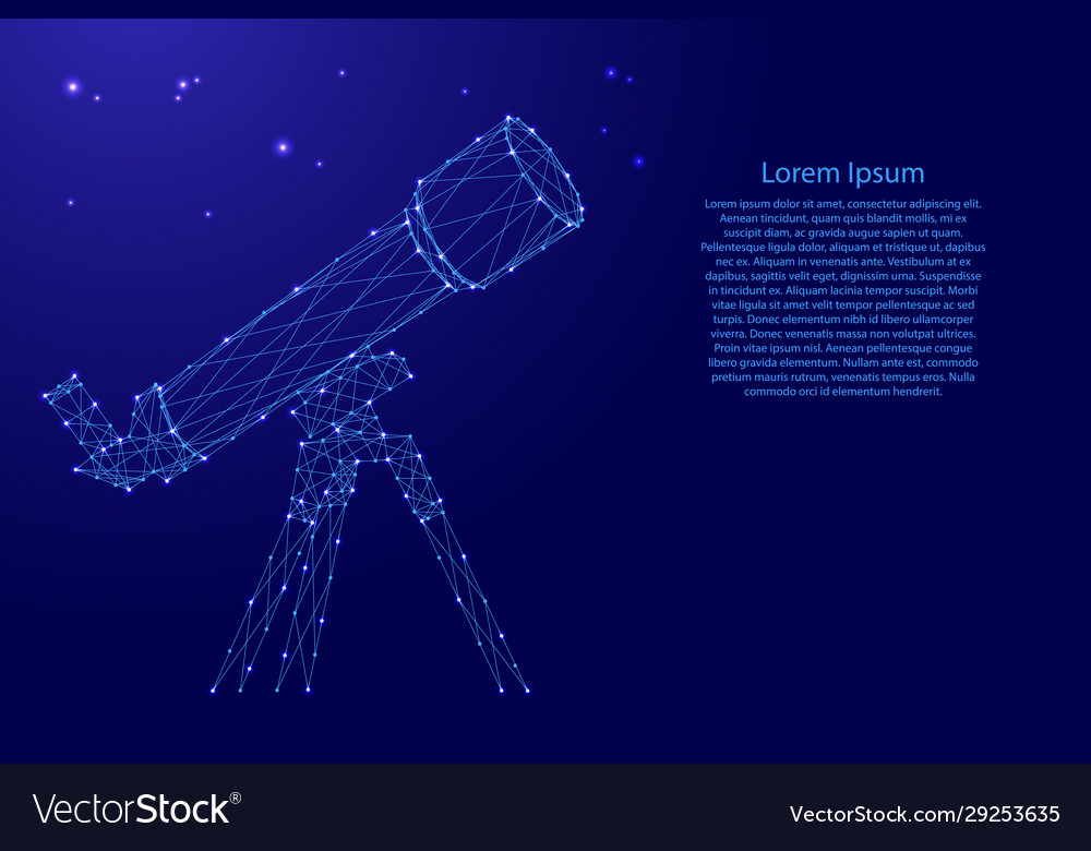 Telescope from futuristic polygonal blue lines