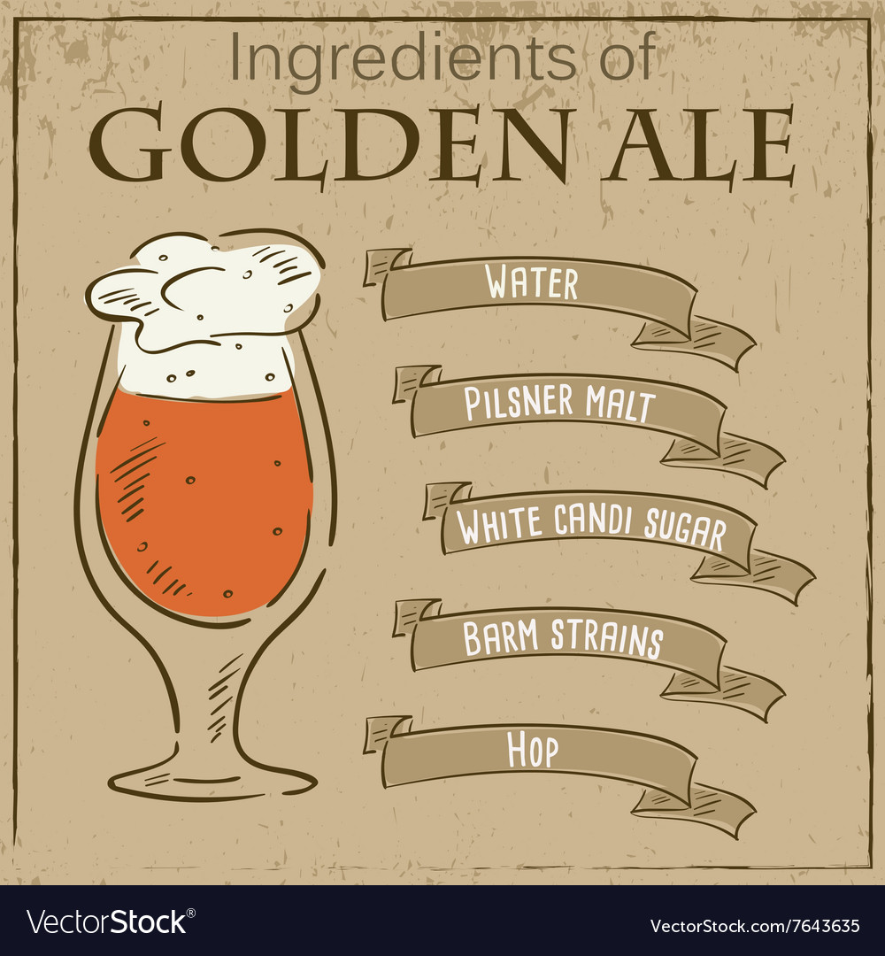 Vintage of card with recipe golden ale Royalty Free Vector