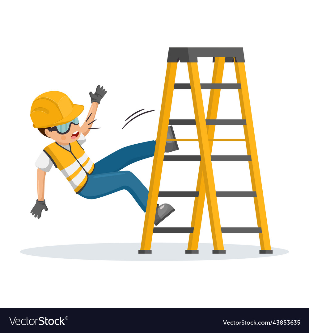 Worker has a fall from ladder in an accident Vector Image