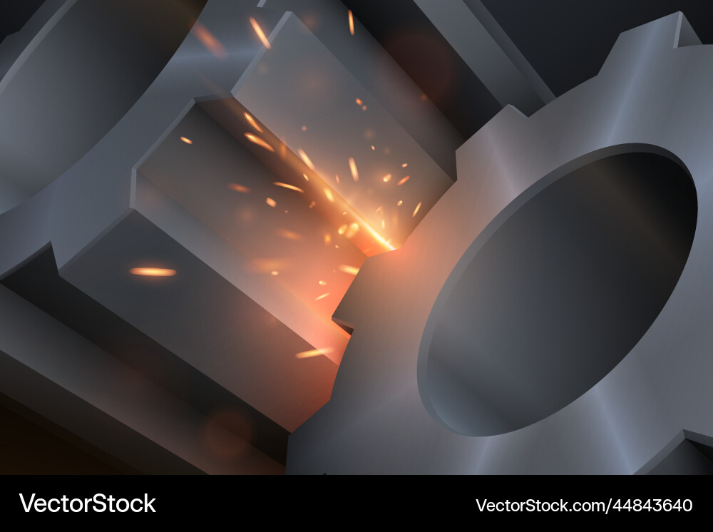 Big metal gears with sparks effect Royalty Free Vector Image