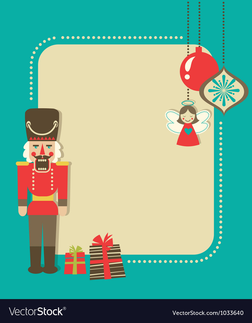 Christmas vintage greeting card with nutcracker Vector Image