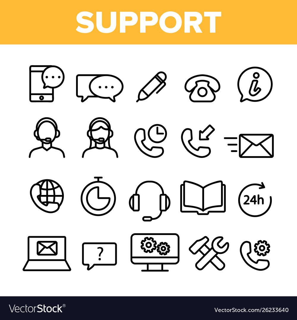 Client support thin line icons set