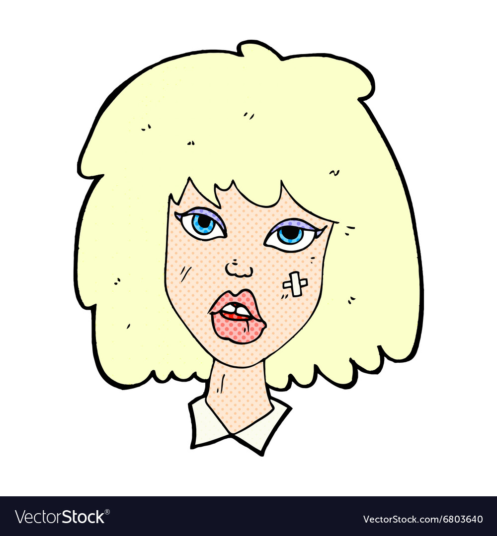 Comic cartoon woman with bruised face Royalty Free Vector