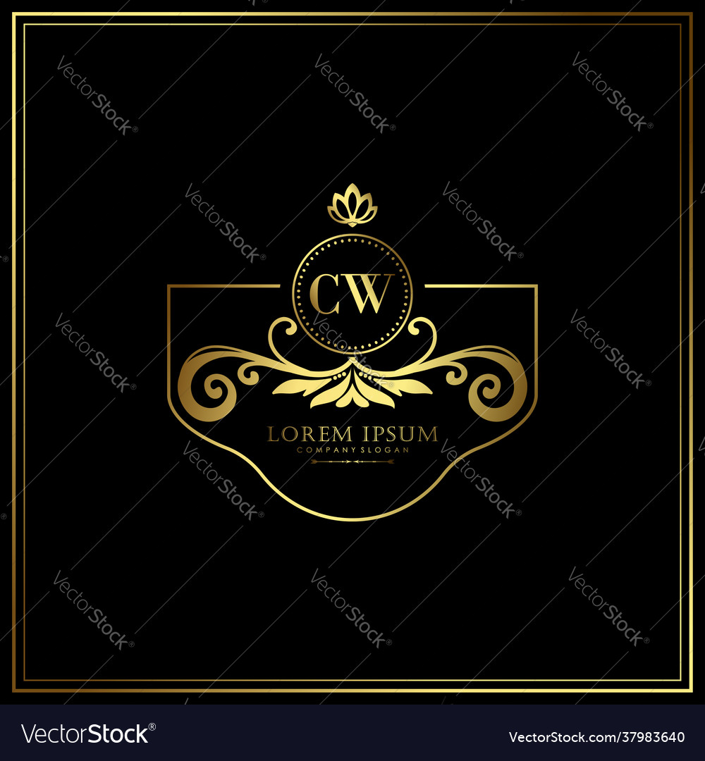 Cw initial letter luxury logo template in art