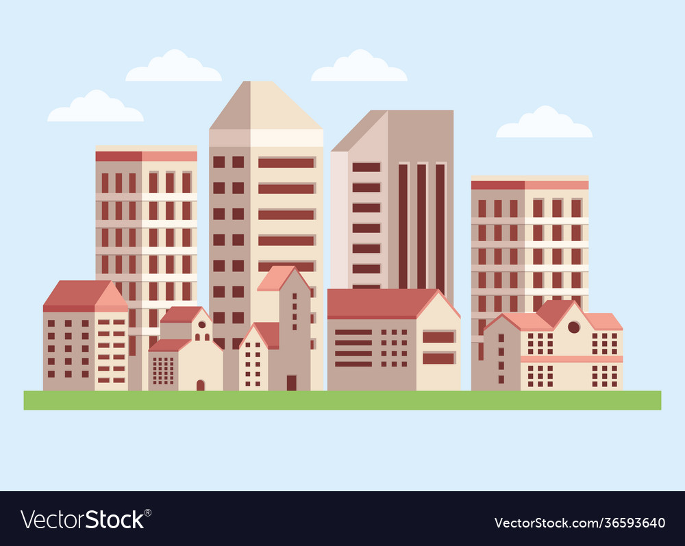 Minimal cityscape scene Royalty Free Vector Image