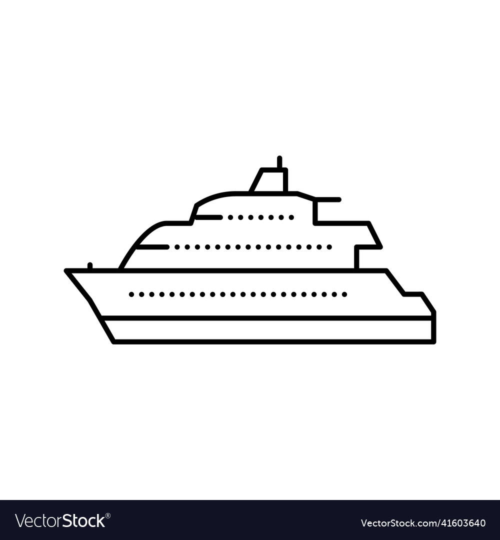 Motor yacht boat line icon Royalty Free Vector Image