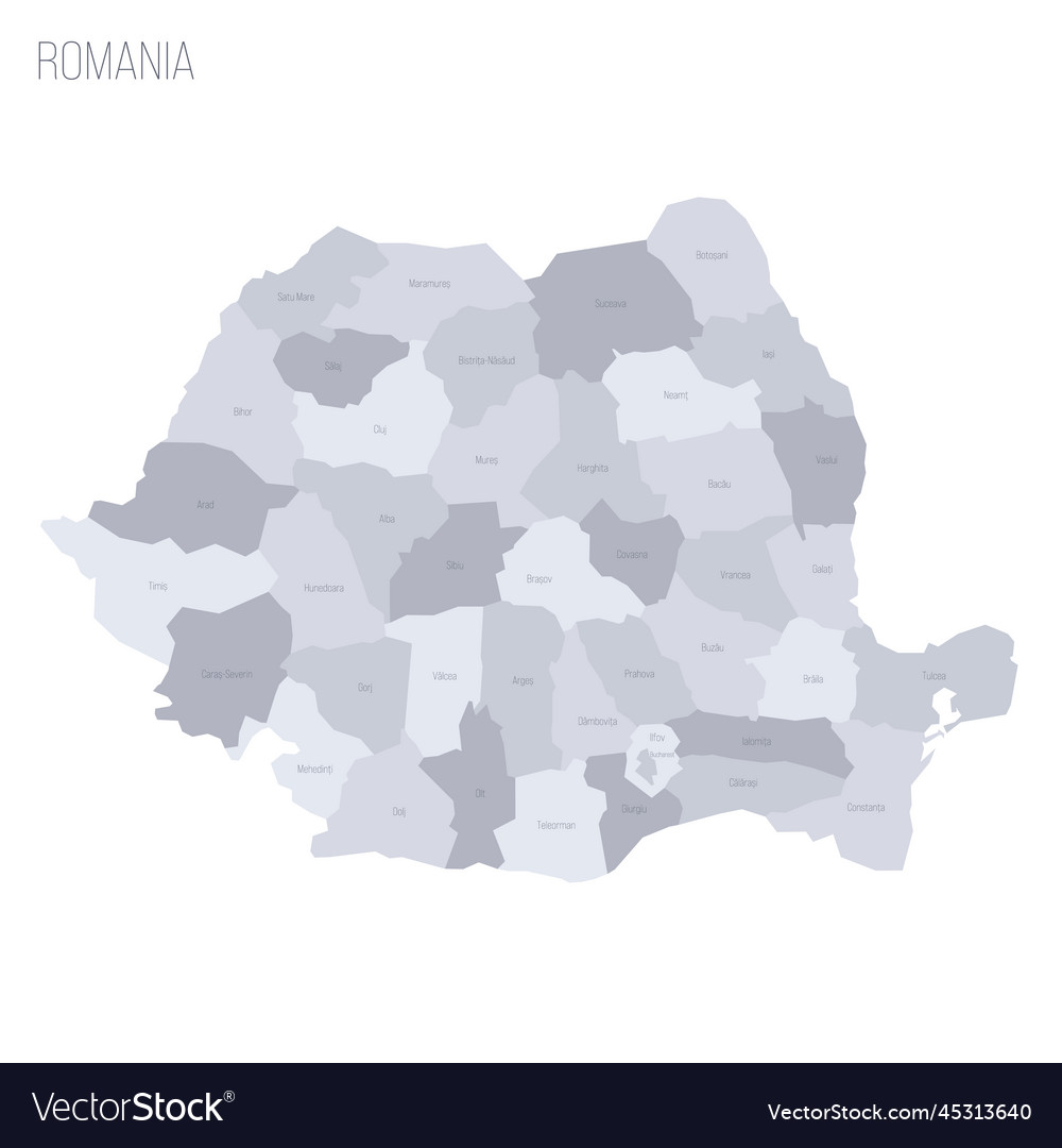 Romania political map of administrative divisions Vector Image