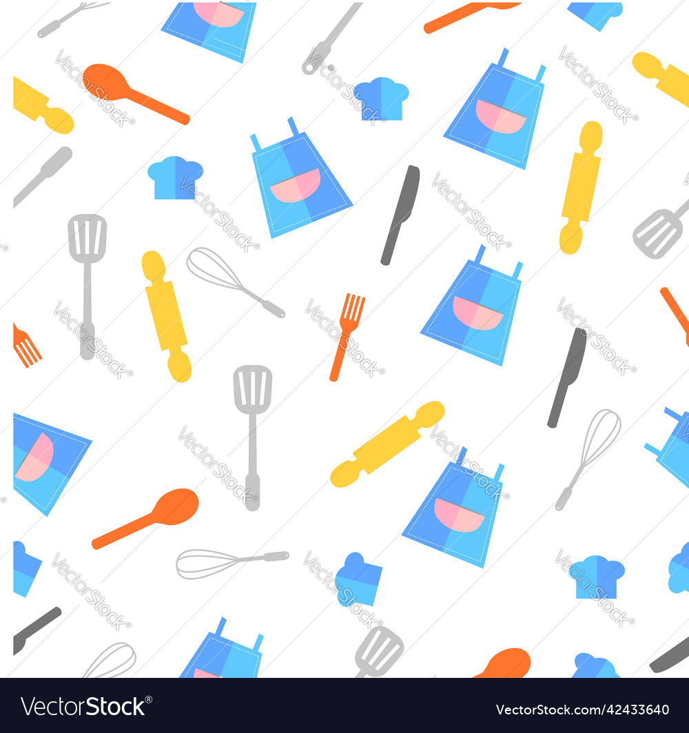 Simple flat icon seamless pattern apron cooking