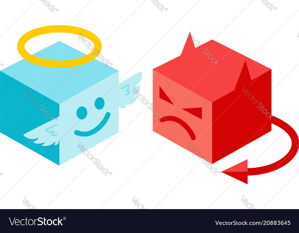 Angel and devil in isomertry Royalty Free Vector Image