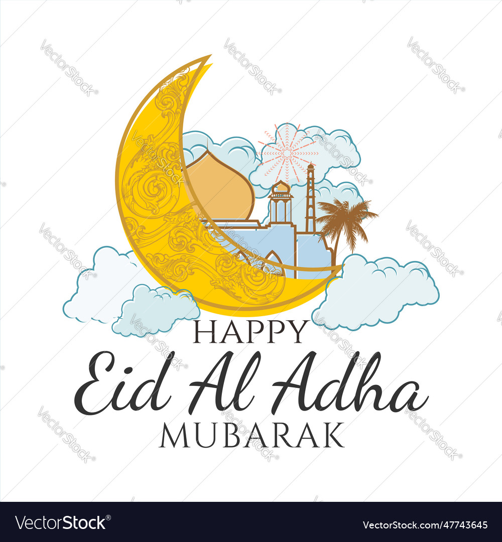 Eid al adha greeting card post social media Vector Image