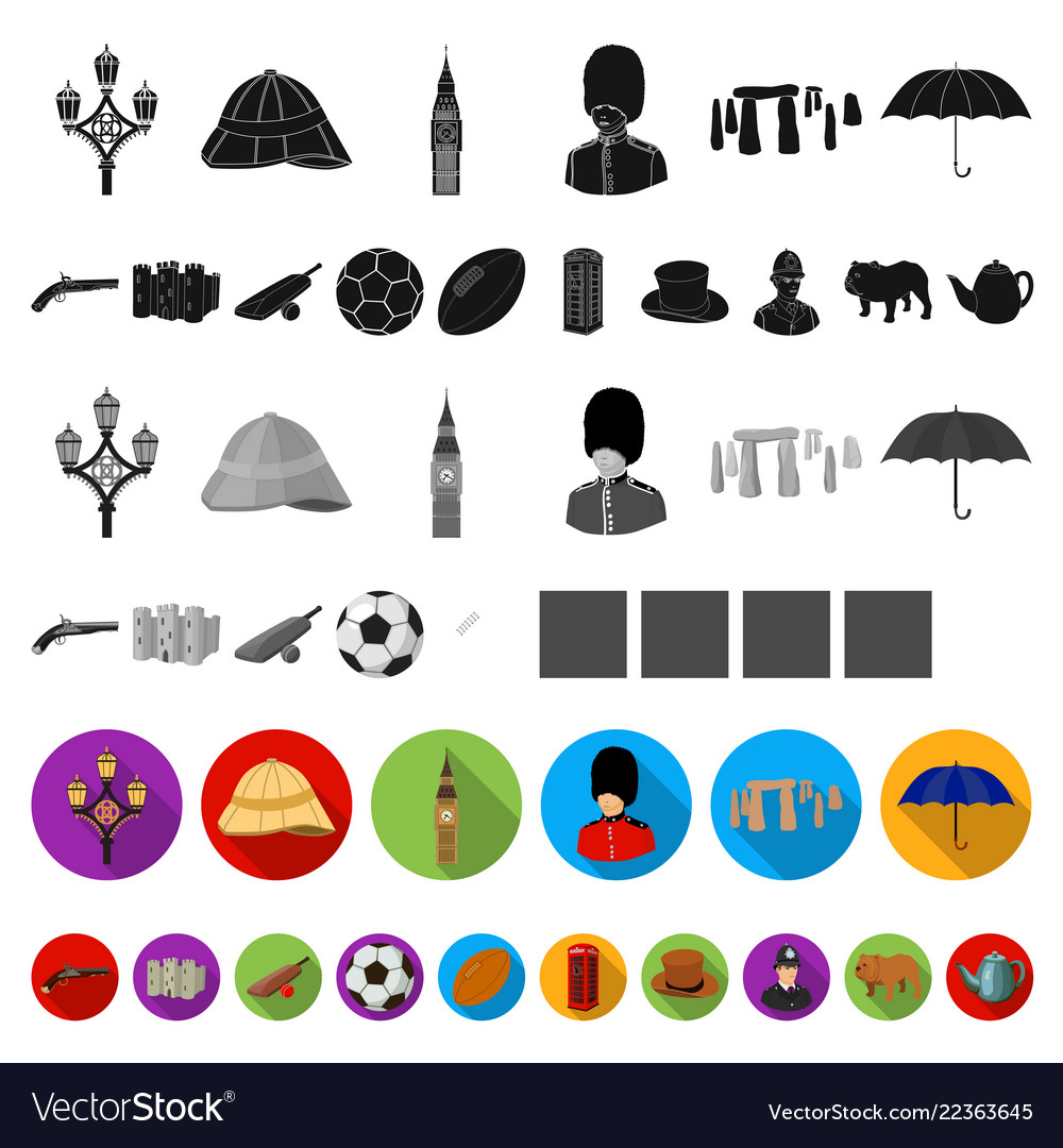 England country flat icons in set collection Vector Image