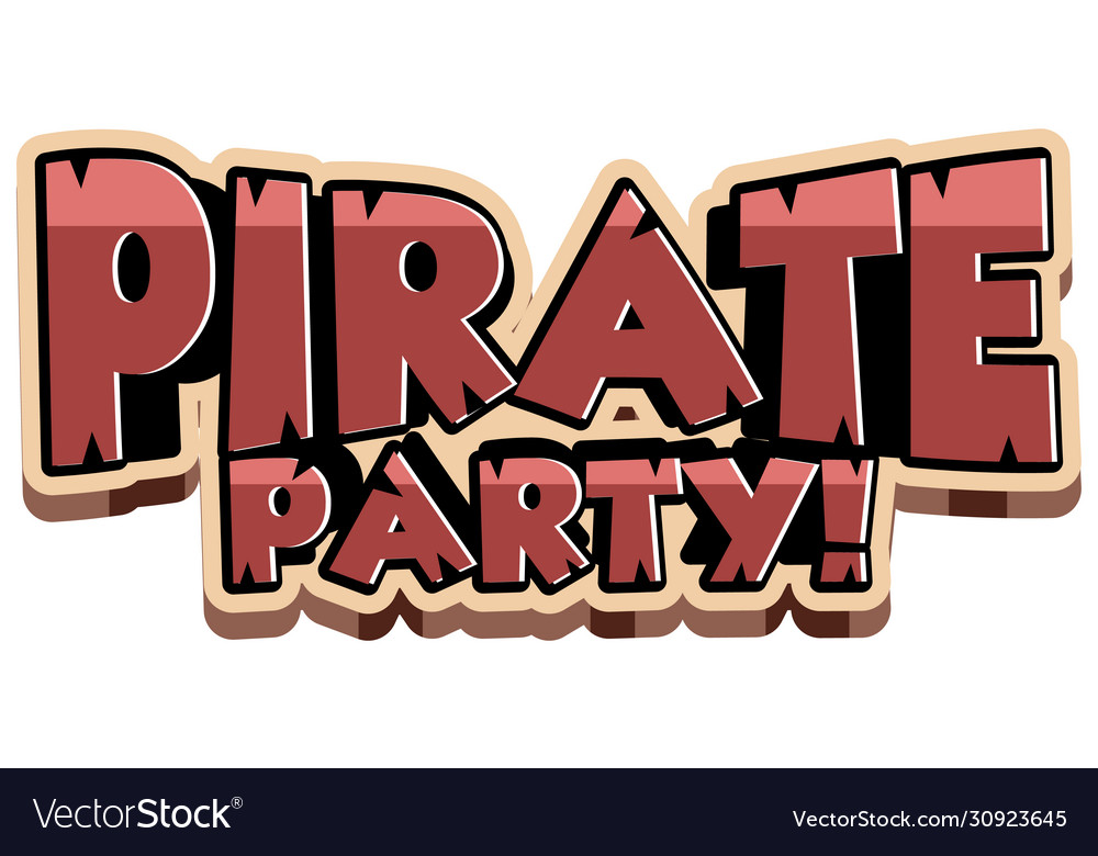 Font design for word pirate party on white Vector Image