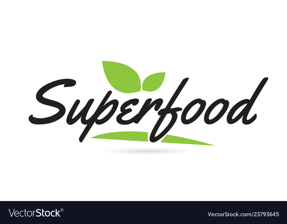 Green leaf superfood hand written word text Vector Image