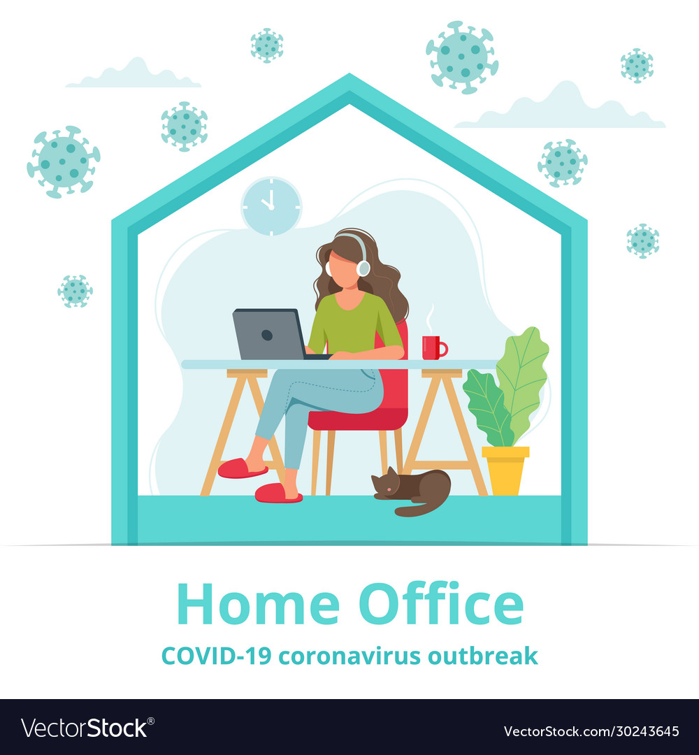 Home office during coronavirus outbreak concept Vector Image