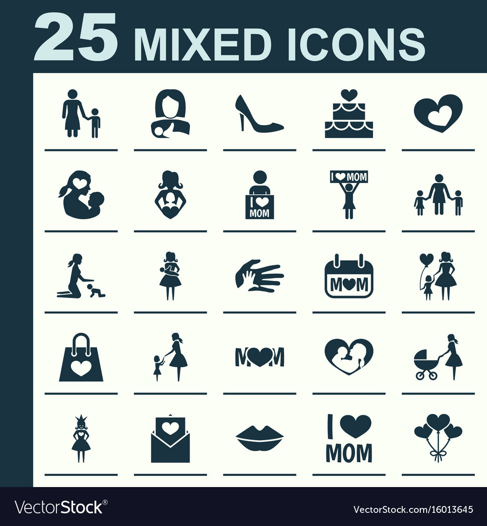 Mothers day icon design concept set of 25