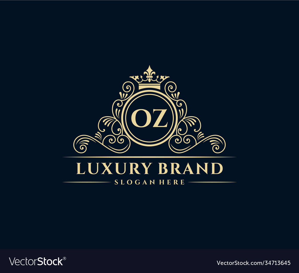 Oz initial letter gold calligraphic feminine