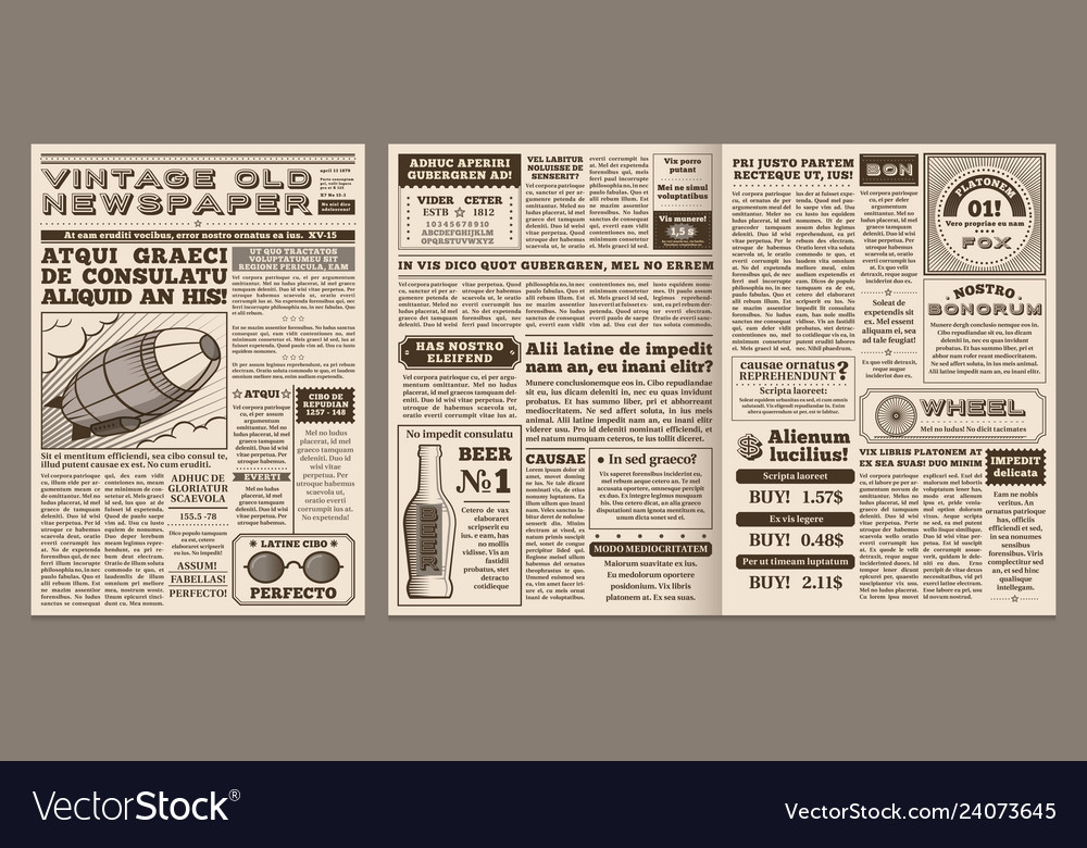 Vintage Newspaper Template Retro Newspapers Page Vector Image