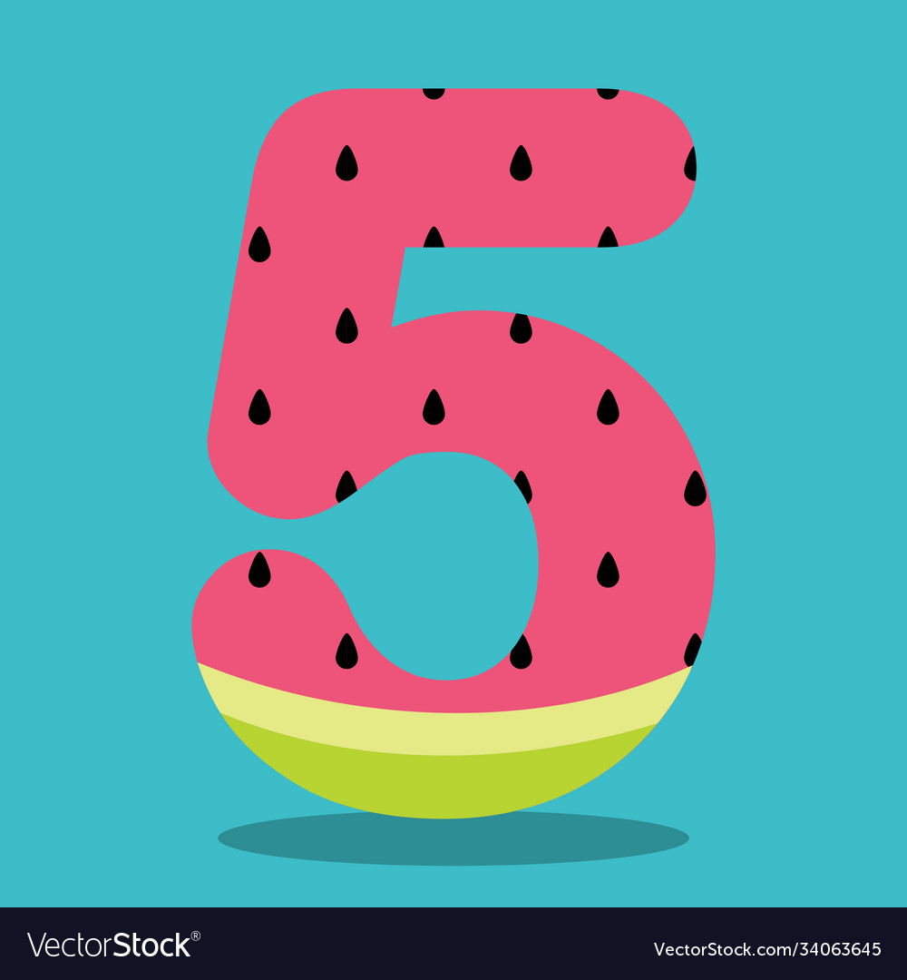 Watermelon numbers 05 Royalty Free Vector Image