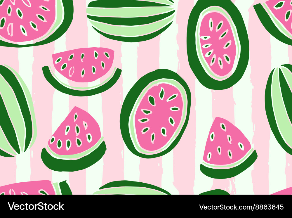 Watermelon seamless pattern Royalty Free Vector Image