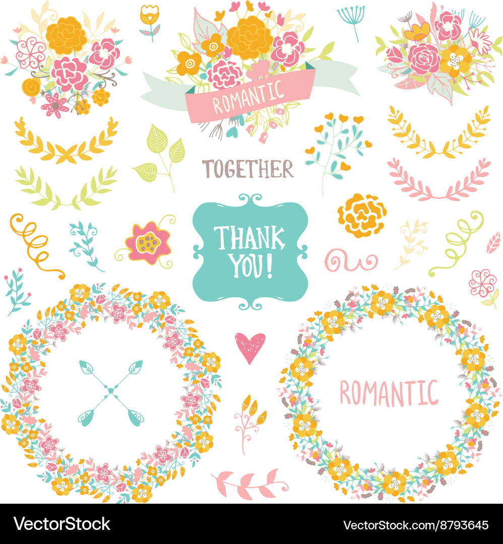 Wedding vintage elements collection Royalty Free Vector