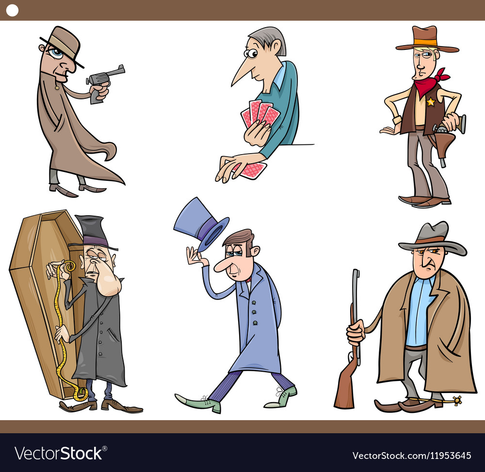 Wild west people cartoon set Royalty Free Vector Image
