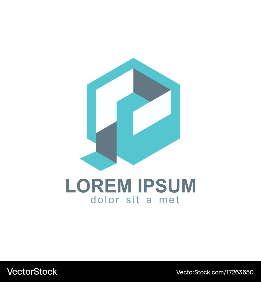 3d cube abstract technology logo Royalty Free Vector Image