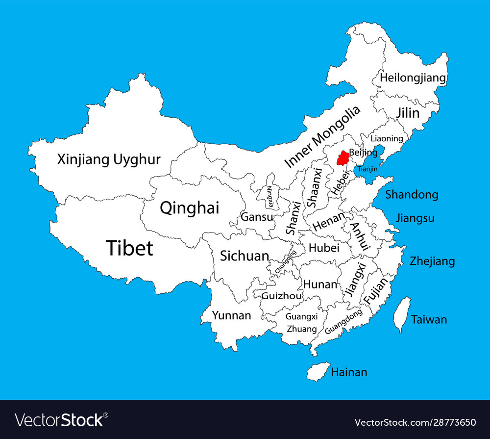 beijing on map of china Beijing Province Map China Map Royalty Free Vector Image beijing on map of china