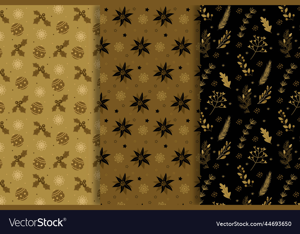 Black golden christmas pattern collection design