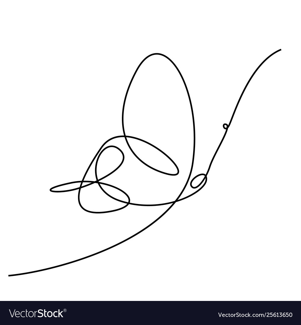 Continuous line drawing simple butterfly Vector Image