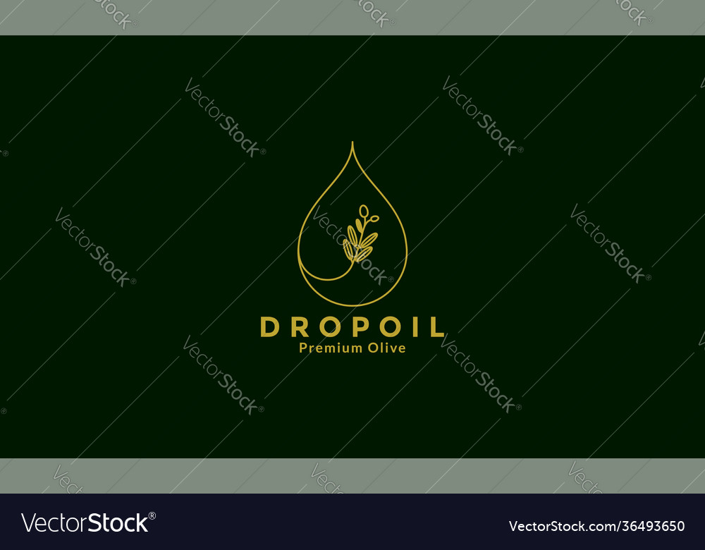 Drop Wasser Linien Blatt Olivenöl Logo Design Ikone