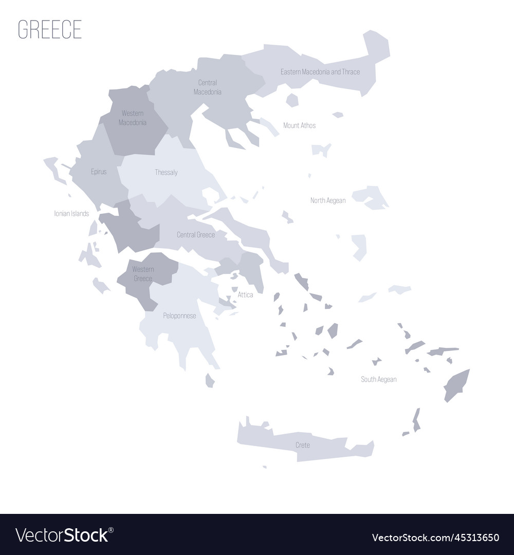 Greece Political Map Of Administrative Divisions Vector Image