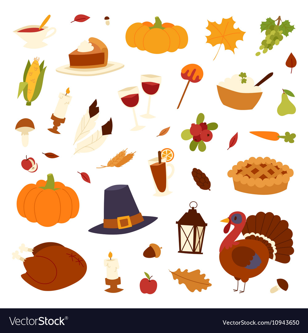 Happy Thanksgiving Day set Royalty Free Vector Image