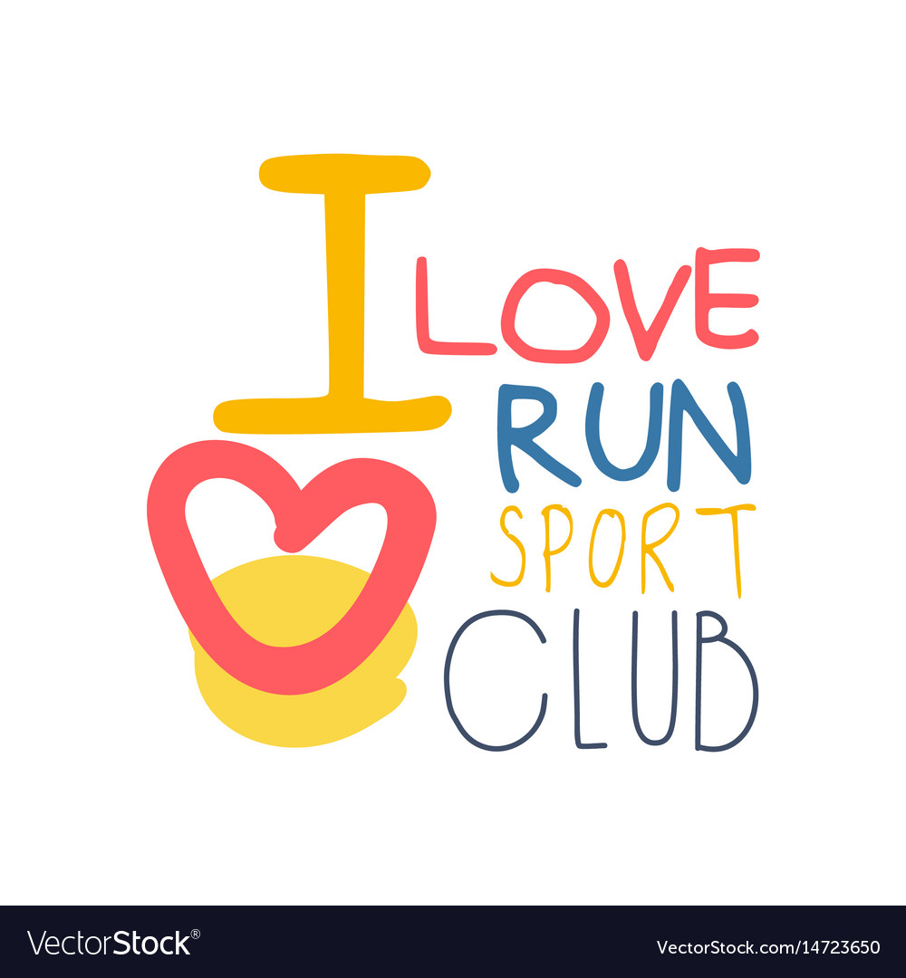 I love run sport logo symbol colorful hand drawn Vector Image