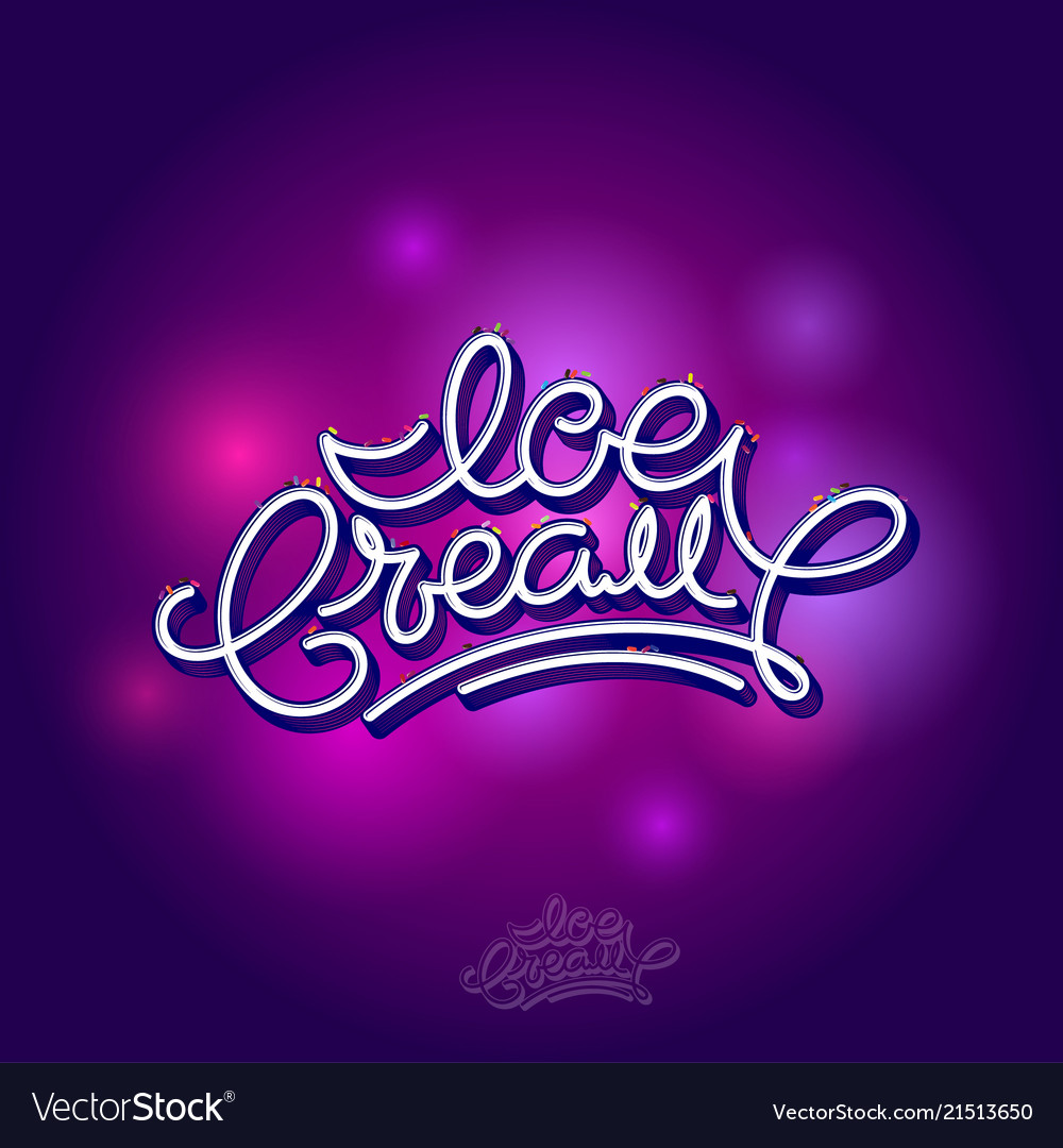 Ice cream lettering engraved volumetric typography