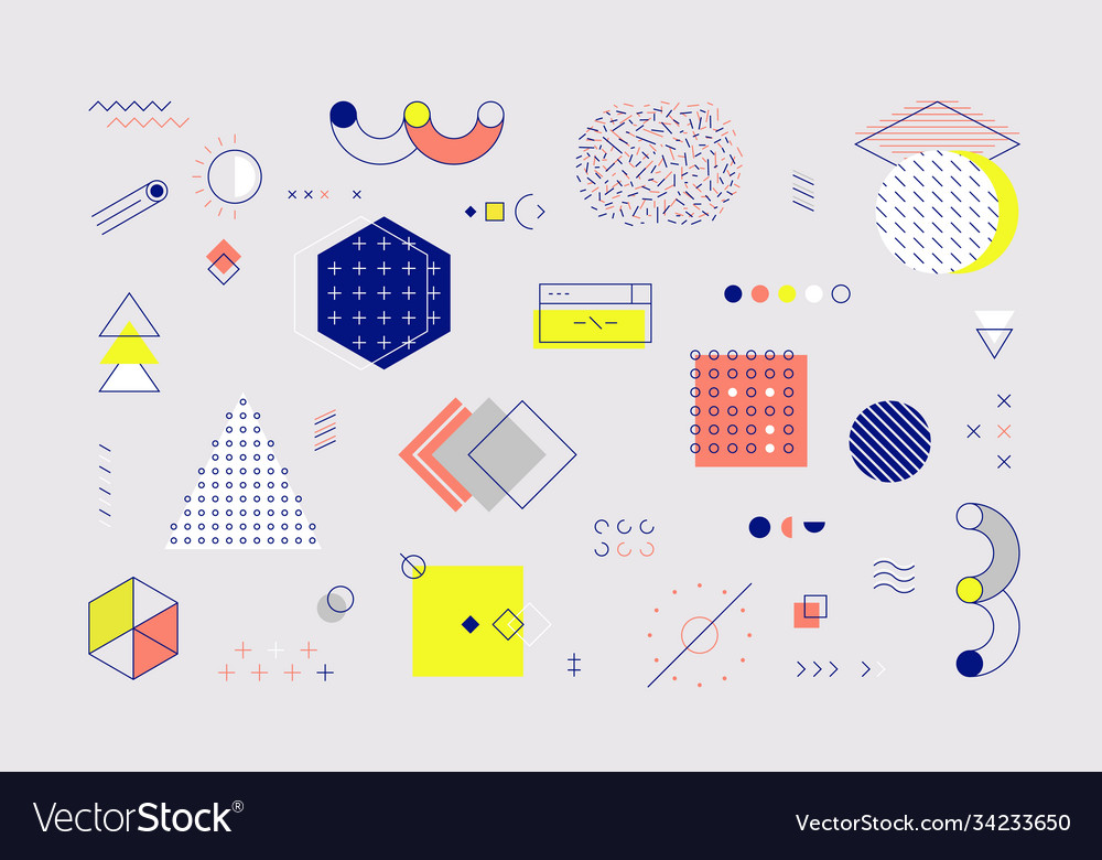 Memphis elements retro geometric shapes Royalty Free Vector