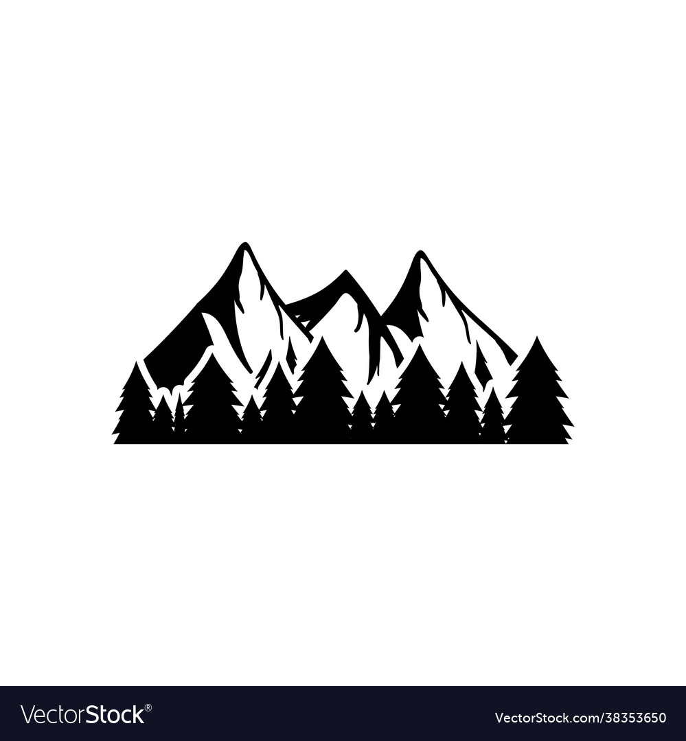 Mountain forest icon design template isolated