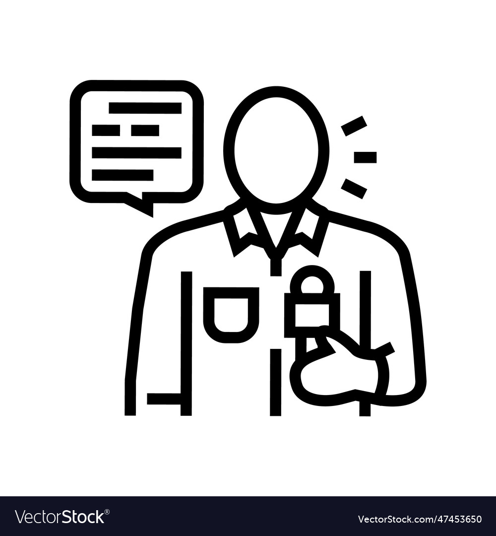 Reporter news media line icon Royalty Free Vector Image