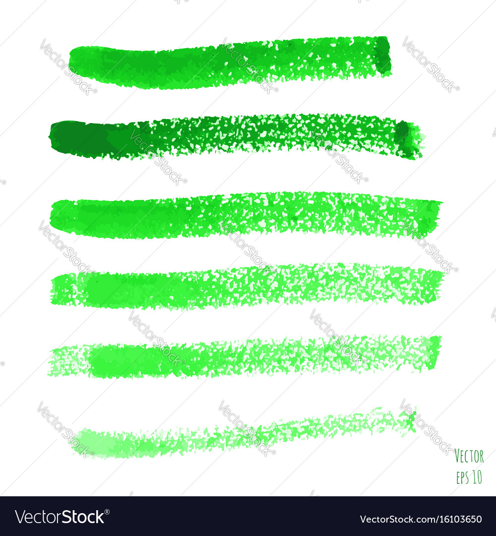 Set of green watercolor horizontal lines