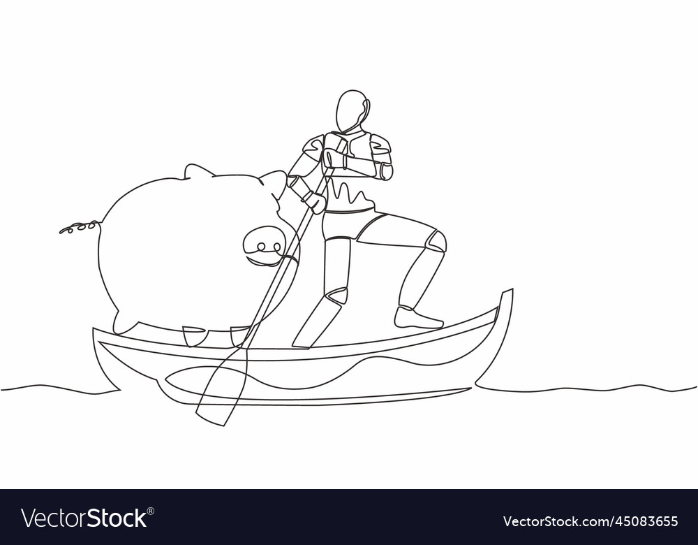 Continuous one line drawing robot sailing away