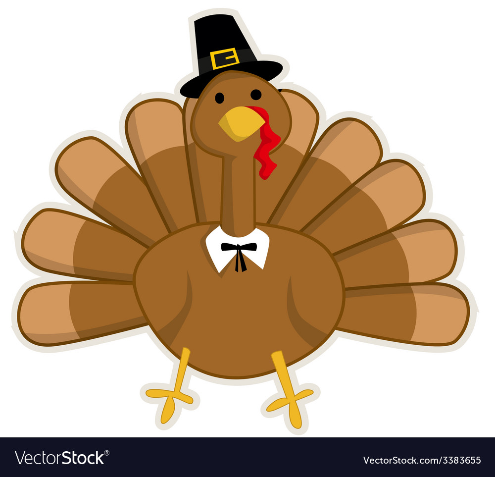 Cute cartoon thanksgiving turkey Royalty Free Vector Image