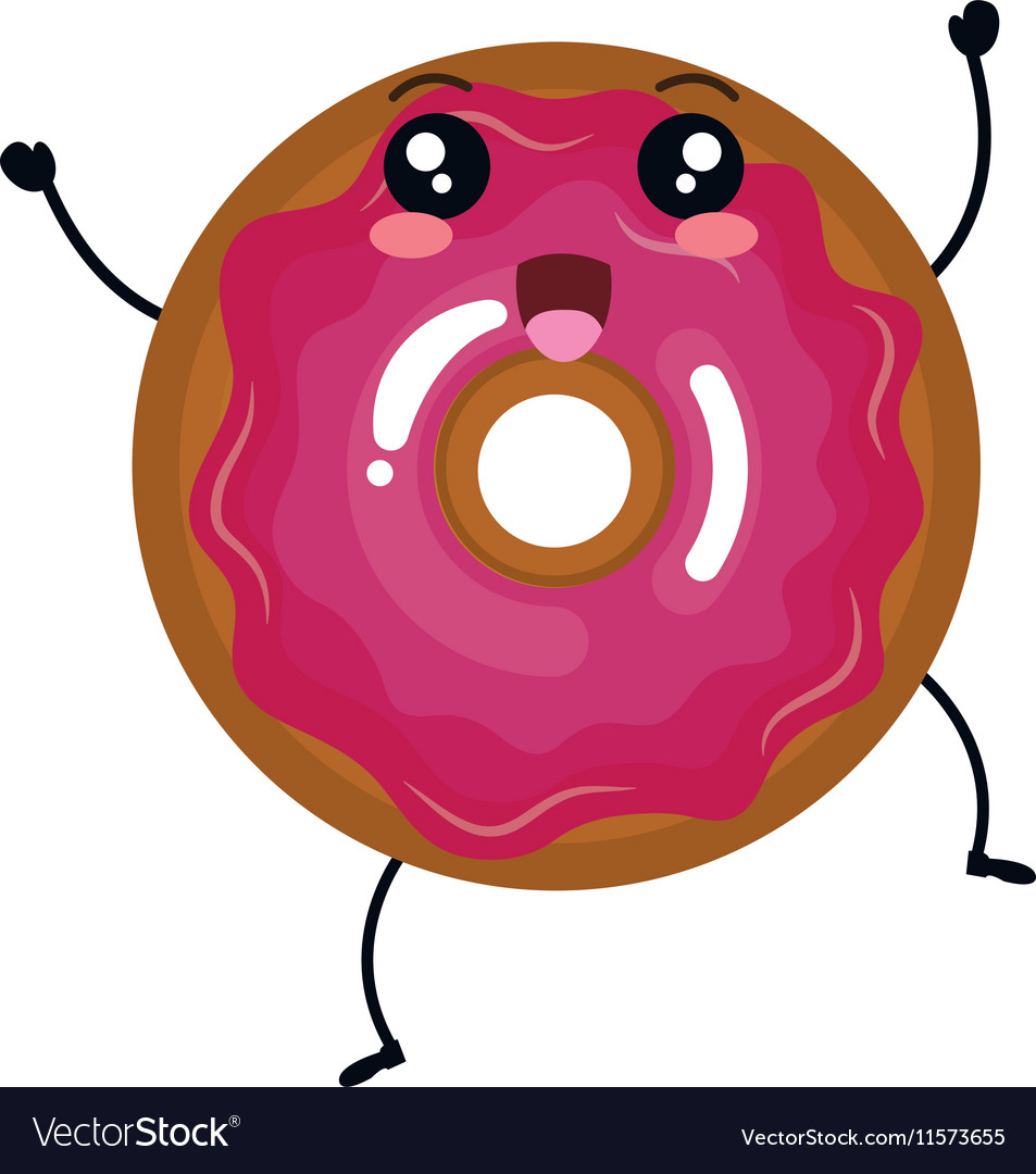 Delicious donut comic character Royalty Free Vector Image