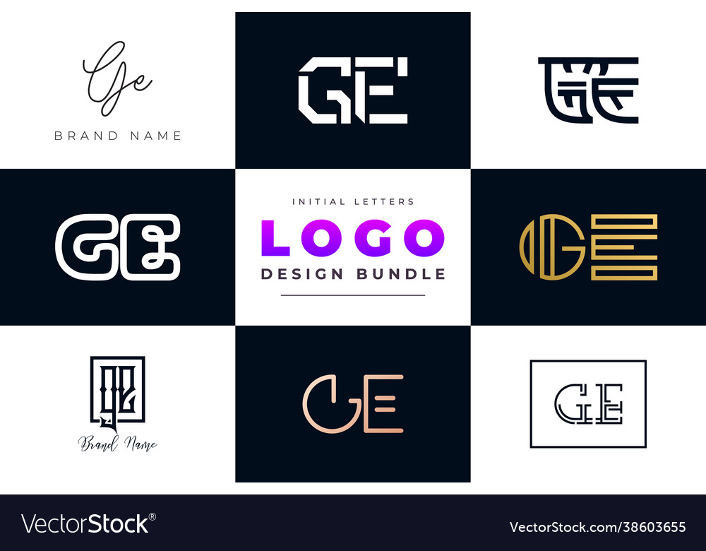 Set collection initial letters ge logo design