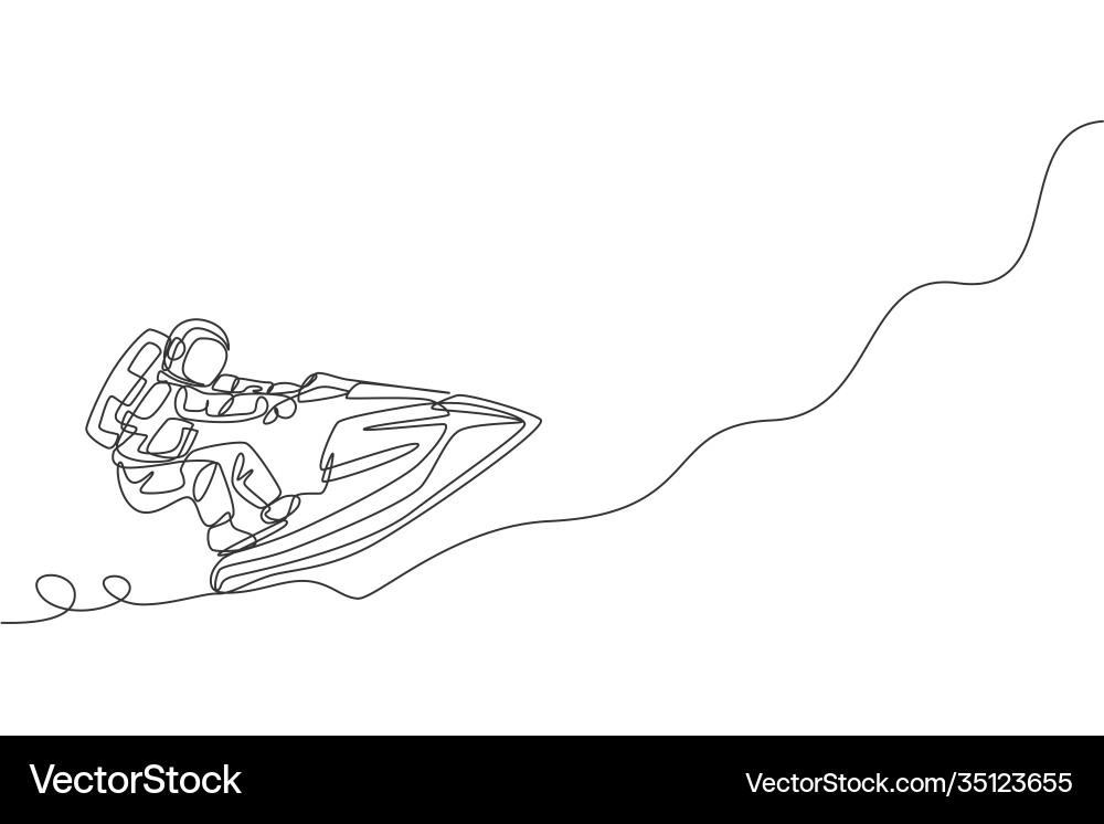 Single continuous line drawing astronaut using Vector Image