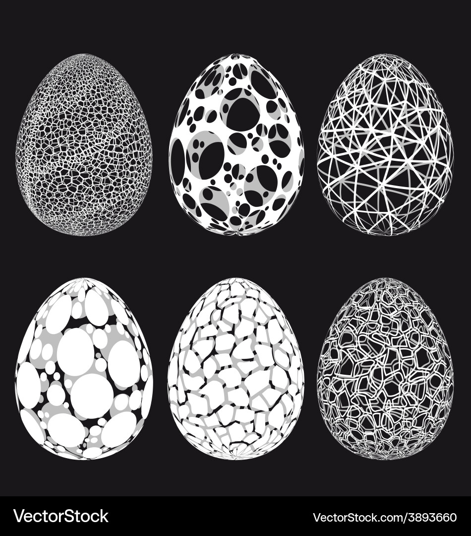 Abstract 3d easter eggs set Royalty Free Vector Image