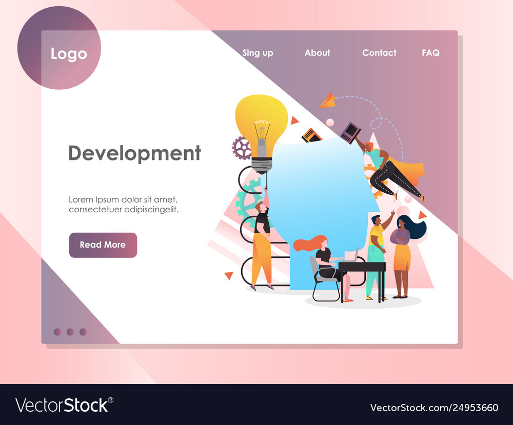 Development website landing page design Royalty Free Vector