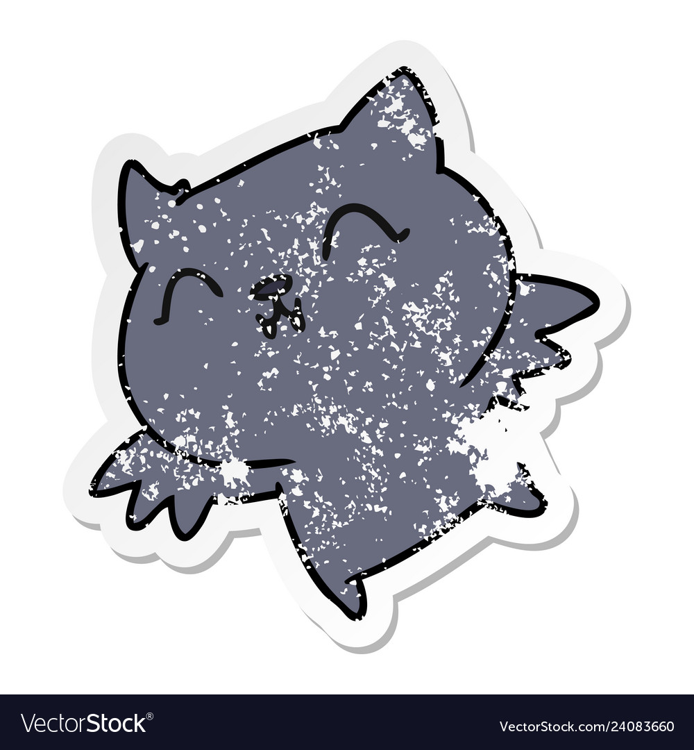 Distressed sticker cartoon of cute kawaii bat