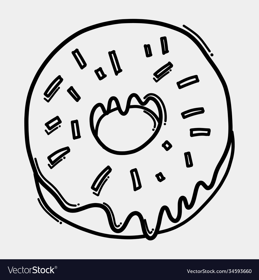 Donut doodle Symbol Zeichnung Skizze Hand gezeichnete Linie