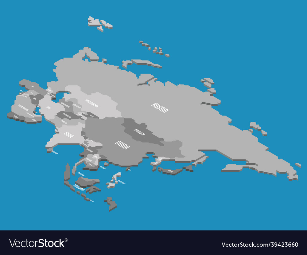 Isometric political map of asia