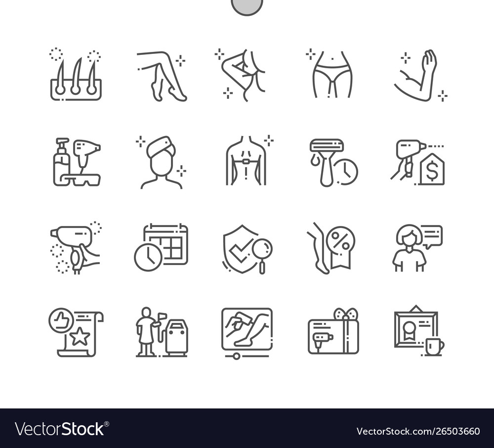 Laser Hair Removal Well Crafted Thin Line Icons Vector Image