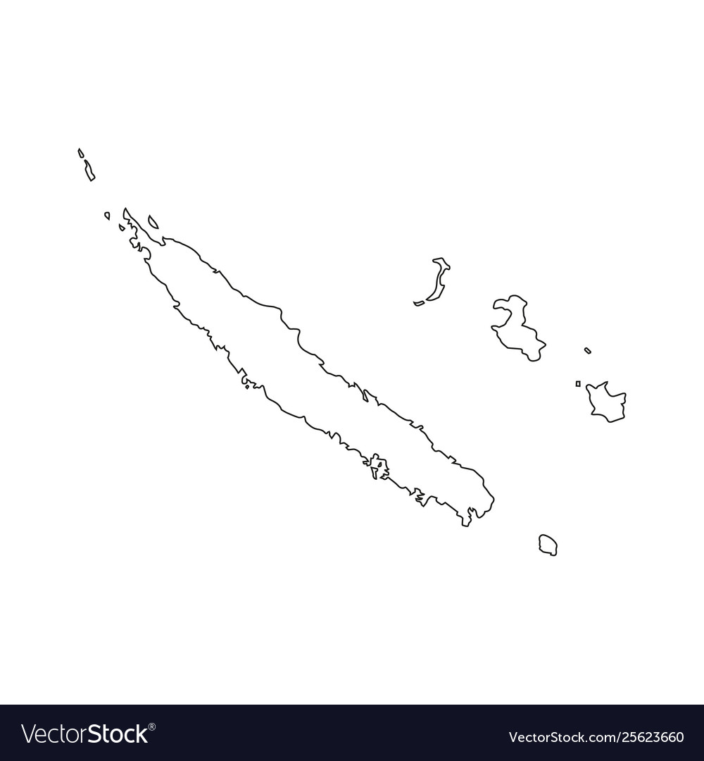 New caledonia outline silhouette map with black Vector Image